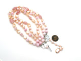 Pink Triple Strand Glass Bead Necklace - The Jewelry Lady's Store