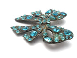 Pot Metal Blue Rhinestone Brooch Pin Vintage - The Jewelry Lady's Store
