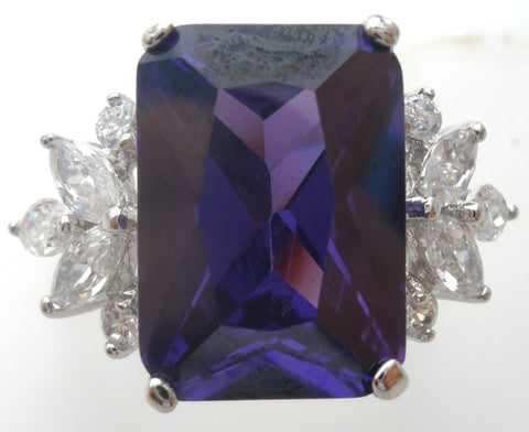 Statement Purple Cubic Zirconia Ring Size 8