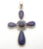 Purple Turquoise Cross Pendant Sterling Silver