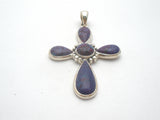 Purple Turquoise Cross Pendant Sterling Silver