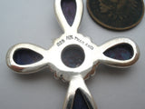 Purple Turquoise Cross Pendant Sterling Silver