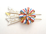 Silson French Cockade Enamel Fur Clip Vintage - The Jewelry Lady's Store