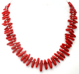 Red Coral Sterling Silver Bead Necklace - The Jewelry Lady's Store