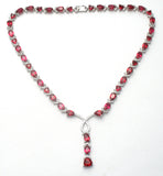 Red Cubic Zirconia Runway Necklace 18" - The Jewelry Lady's Store