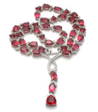 Red Cubic Zirconia Runway Necklace 18" - The Jewelry Lady's Store