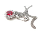 Ruby Red Cubic Zirconia Sterling Necklace 18"