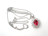 Ruby Red Cubic Zirconia Sterling Necklace 18"