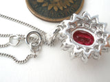 Ruby Red Cubic Zirconia Sterling Necklace 18"