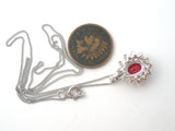 Ruby Red Cubic Zirconia Sterling Necklace 18"