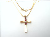 Ruby & Diamond Cross Pendant Necklace 14K Gold - The Jewelry Lady's Store