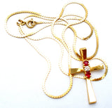 Ruby & Diamond Cross Pendant Necklace 14K Gold - The Jewelry Lady's Store