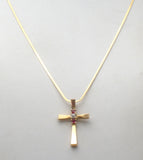 Ruby & Diamond Cross Pendant Necklace 14K Gold - The Jewelry Lady's Store