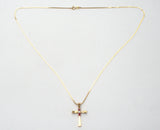 Ruby & Diamond Cross Pendant Necklace 14K Gold - The Jewelry Lady's Store
