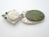 Sajen Carved Moon Face Pendant Brooch Sterling Silver - The Jewelry Lady's Store