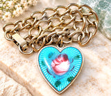 Vintage Sarah Coventry Blue Heart Charm Bracelet