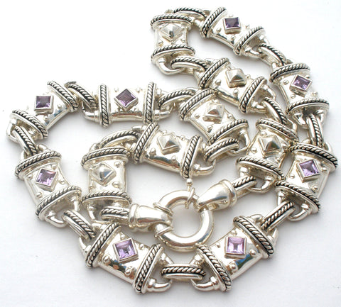 Simon Sebbag Amethyst Necklace Sterling Silver 18"