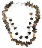 Smokey Quartz Bead Necklace 18" Long - The Jewelry Lady's Store