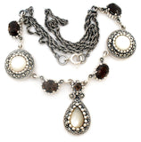 Smoky Topaz & Mother Of Pearl Lavalier Necklace - The Jewelry Lady's Store