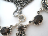 Smoky Topaz & Mother Of Pearl Lavalier Necklace - The Jewelry Lady's Store