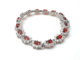 Stauer Red Cubic Zirconia Bracelet & Earrings 925 - The Jewelry Lady's Store