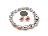 Stauer Red Cubic Zirconia Bracelet & Earrings 925 - The Jewelry Lady's Store