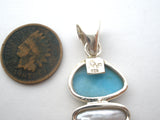 Sterling Blue Topaz Larimar & Pearl Pendant Arya