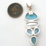 Sterling Blue Topaz Larimar & Pearl Pendant Arya