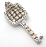Sterling Key Pendant Yellow & Clear Quartz