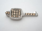 Sterling Key Pendant Yellow & Clear Quartz