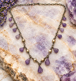 Sterling Silver Amethyst Festoon Necklace 26" Long - The Jewelry Lady's Store