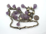 Sterling Silver Amethyst Festoon Necklace 26" Long - The Jewelry Lady's Store