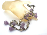 Sterling Silver Amethyst Festoon Necklace 26" Long - The Jewelry Lady's Store