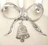 Sterling Silver Bell Charm Pin Vintage - The Jewelry Lady's Store