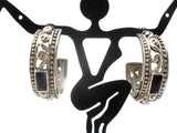 Sterling Silver Black Onyx Hoop Earrings Vintage