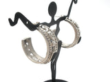 Sterling Silver Black Onyx Hoop Earrings Vintage