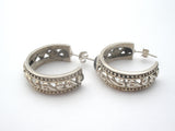 Sterling Silver Black Onyx Hoop Earrings Vintage