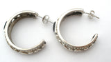 Sterling Silver Black Onyx Hoop Earrings Vintage