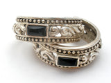 Sterling Silver Black Onyx Hoop Earrings Vintage