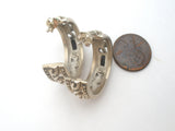 Sterling Silver Black Onyx Hoop Earrings Vintage