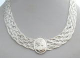Sterling Silver Braided Cameo Necklace & Bracelet Set Milor - The Jewelry Lady's Store