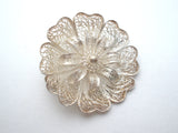 Sterling Silver Cannetille Flower Brooch Pin Vintage - The Jewelry Lady's Store