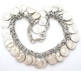 Sterling Silver Coin Charm Bracelet Vintage - The Jewelry Lady's Store