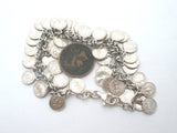 Sterling Silver Coin Charm Bracelet Vintage - The Jewelry Lady's Store