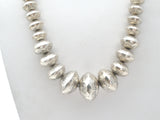 Sterling Silver Stamped Pearl Bead Necklace 23" - The Jewelry Lady's Store