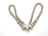 Sterling Silver Stamped Pearl Bead Necklace 23" - The Jewelry Lady's Store