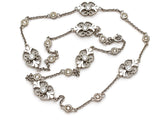 Sterling Silver Floral Scroll White Topaz Station Necklace