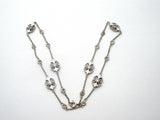 Sterling Silver Floral Scroll White Topaz Station Necklace