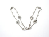 Sterling Silver Floral Scroll White Topaz Station Necklace