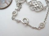 Sterling Silver Floral Scroll White Topaz Station Necklace